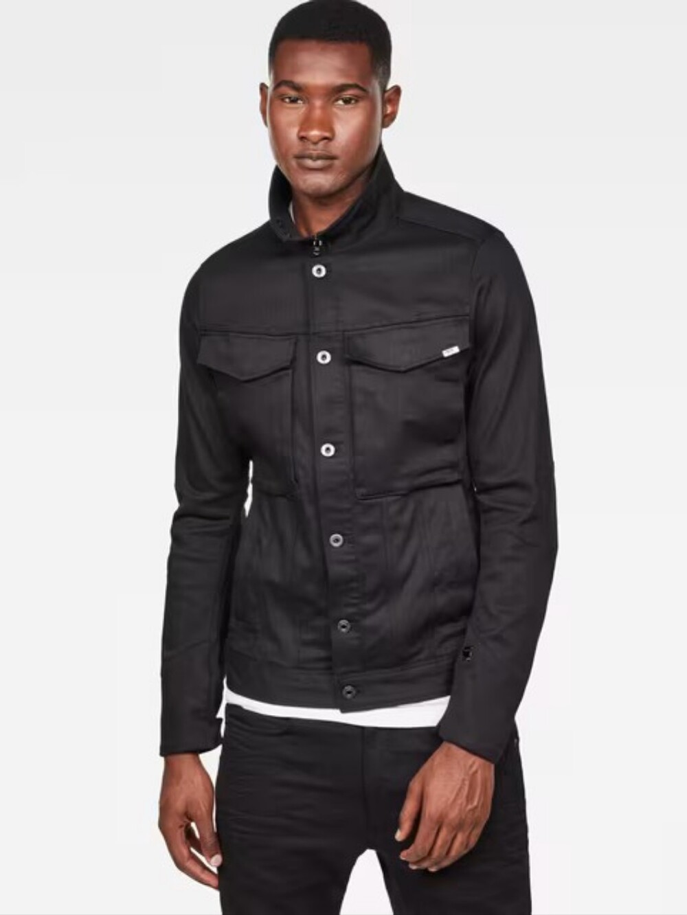 Men's Black Slim Button-Front Jacket